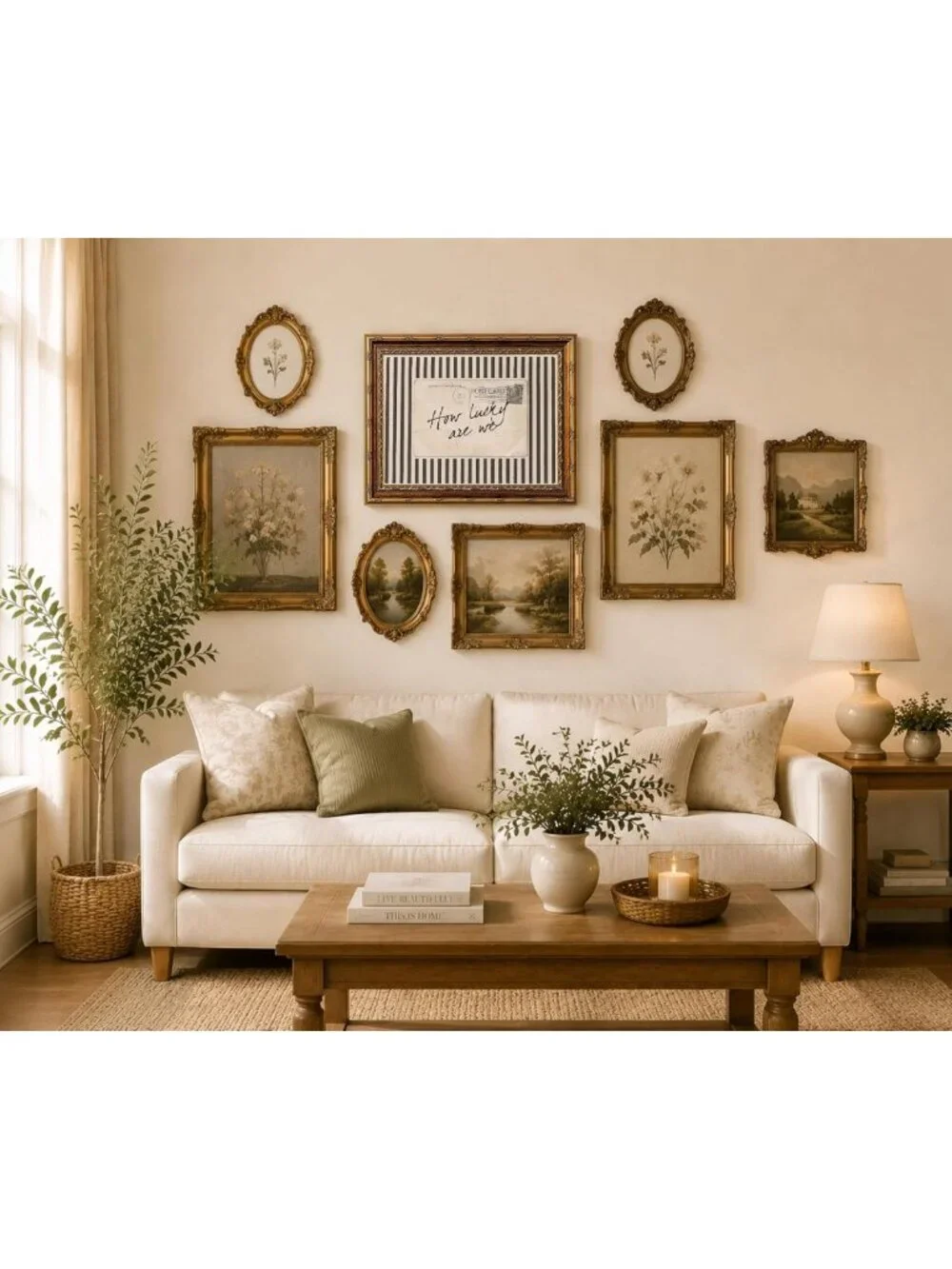 Retro Vintage Gold Framed Inspirational Wall Art - Lucky Canvas Decor